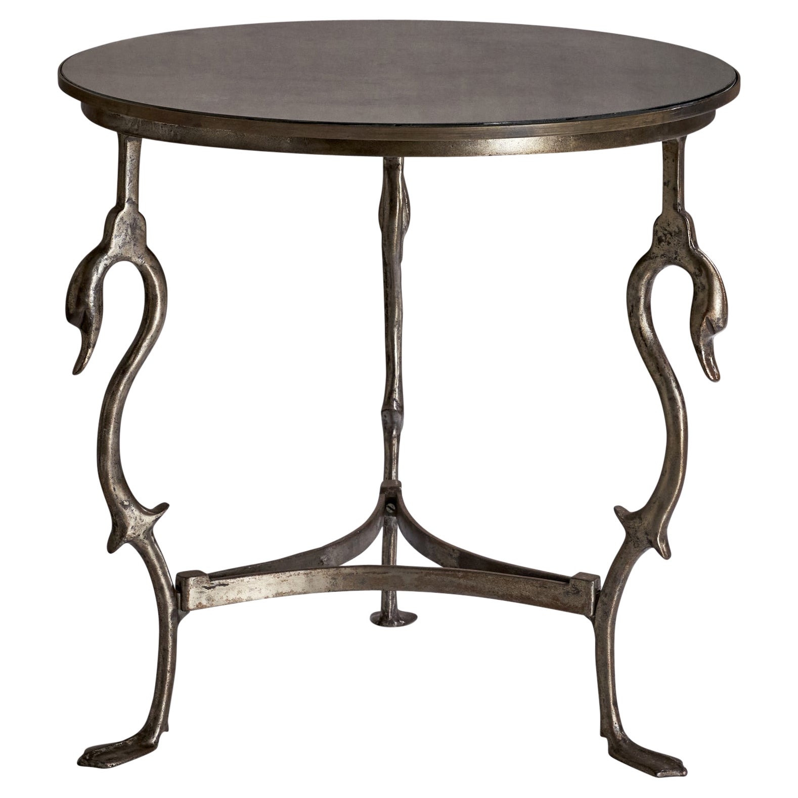Diseñador francés, Mesa auxiliar, Metal, Cristal, Francia, Años 50 en venta