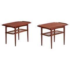 Selig, Side Tables, Teak, Rattan, Denmark, 1950s