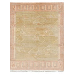Alfombra Modern Classics de Rug & Kilim en verde Chartreuse con motivos geométricos