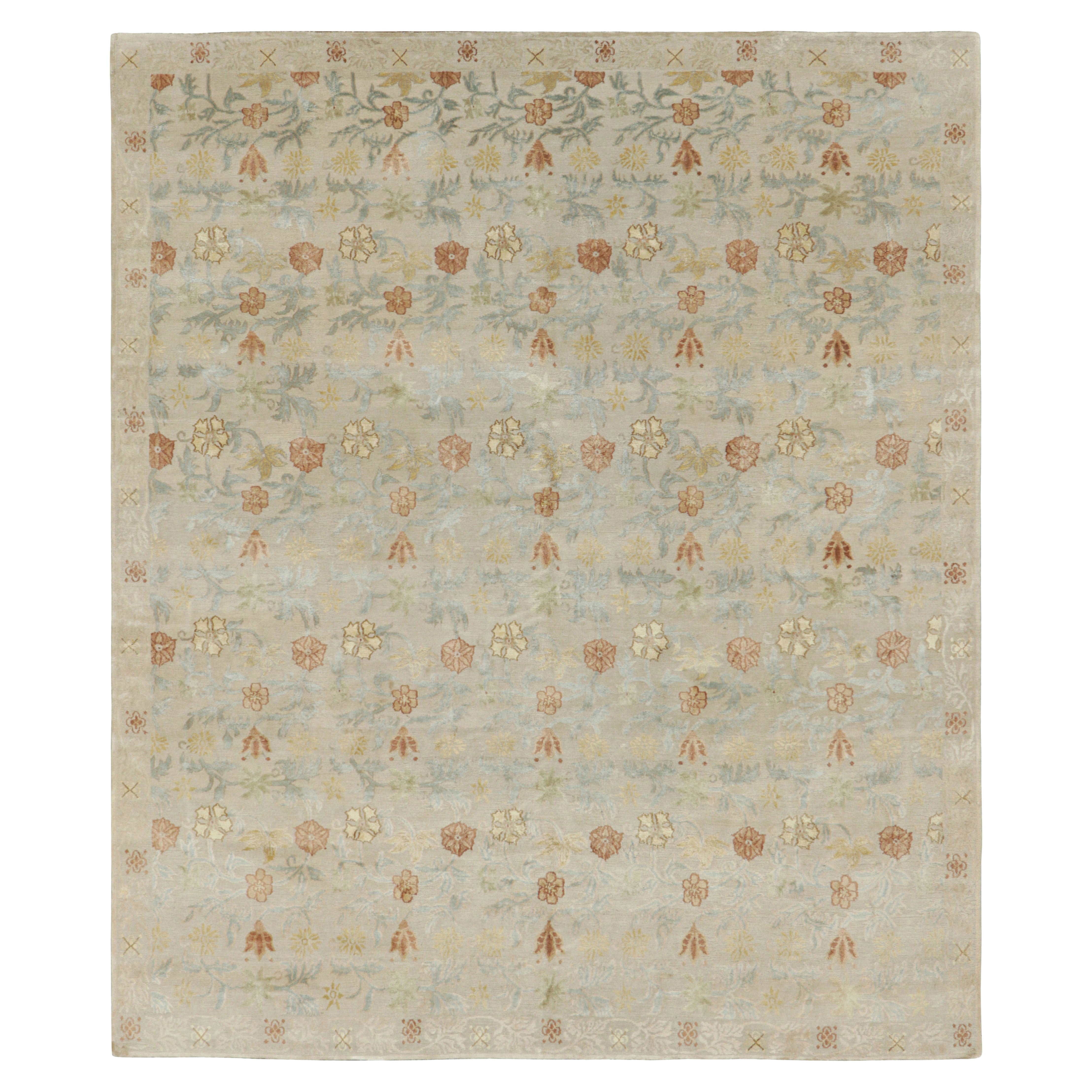 Rug & Kilim’s Spanish Style Rug in Off-White-Beige with Floral Patterns “Bilbao”