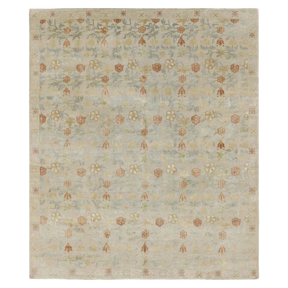 Rug and Kilim’s Spanish Style Rug in Off-White-Beige with Floral ...