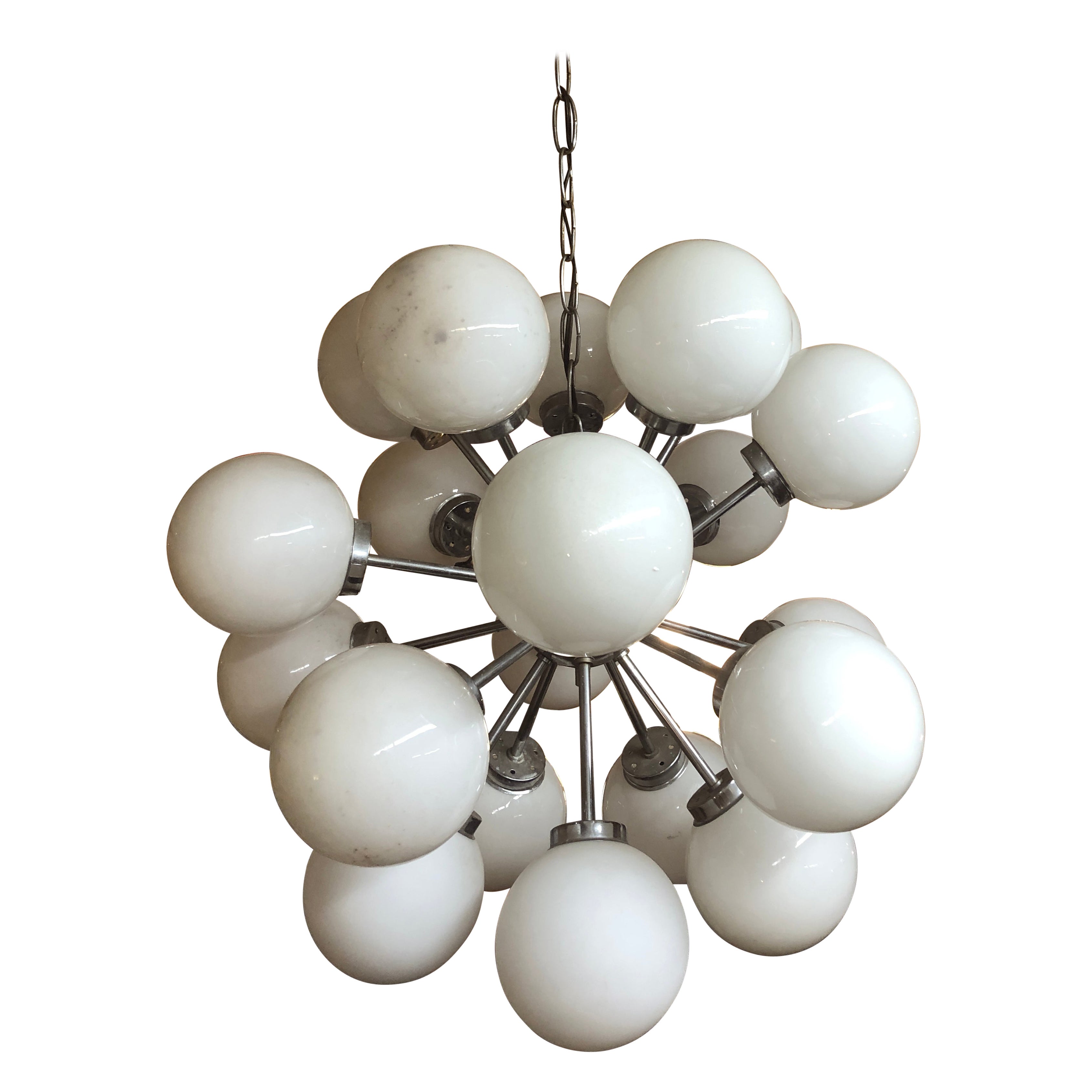 Mid-Century Milk Glass Sputnik Chandelier