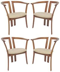 Set of Four Danish Teak Dining Arm Chairs by Schou Andersen