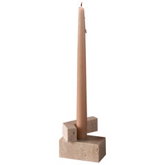 Block Travertine Low Candle Holder by Studionudo