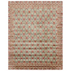 Rug & Kilim's European Style Rug in Gold with Red and Teal Florals Samarkand (tapis de style européen en or avec des fleurs rouges et sarcelles)