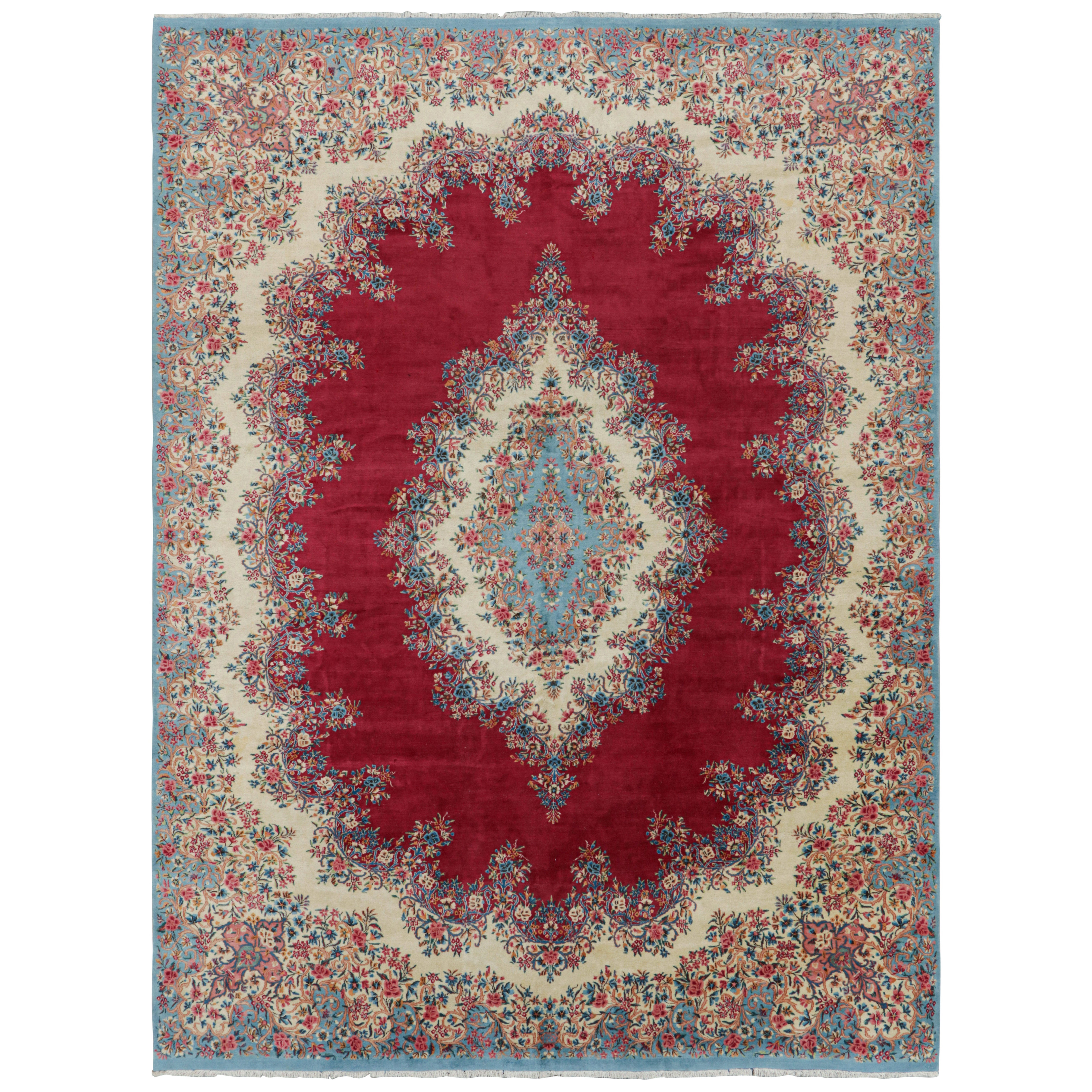 Vintage Kerman Lavar Persian Rug in Red with Medallion  Rug & Kilim