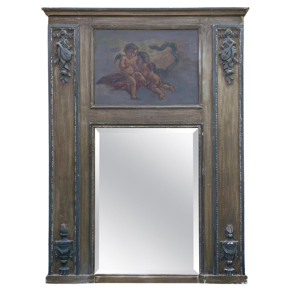 19th Century French Louis XVI Painted Trumeau ~ Mirror