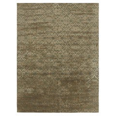 Rug & Kilim’s European Style Rug in Green with Arabesque Patterns in Beige-Brown