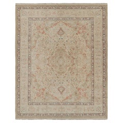 Rug & Kilim’s Tabriz Style Rug in Green and Pink Floral Patterns