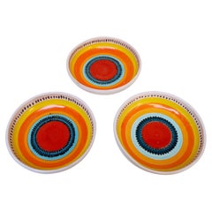 Set of Three Hand Painted Vintage Italian Ceramic Decorative Bowls by De Simone