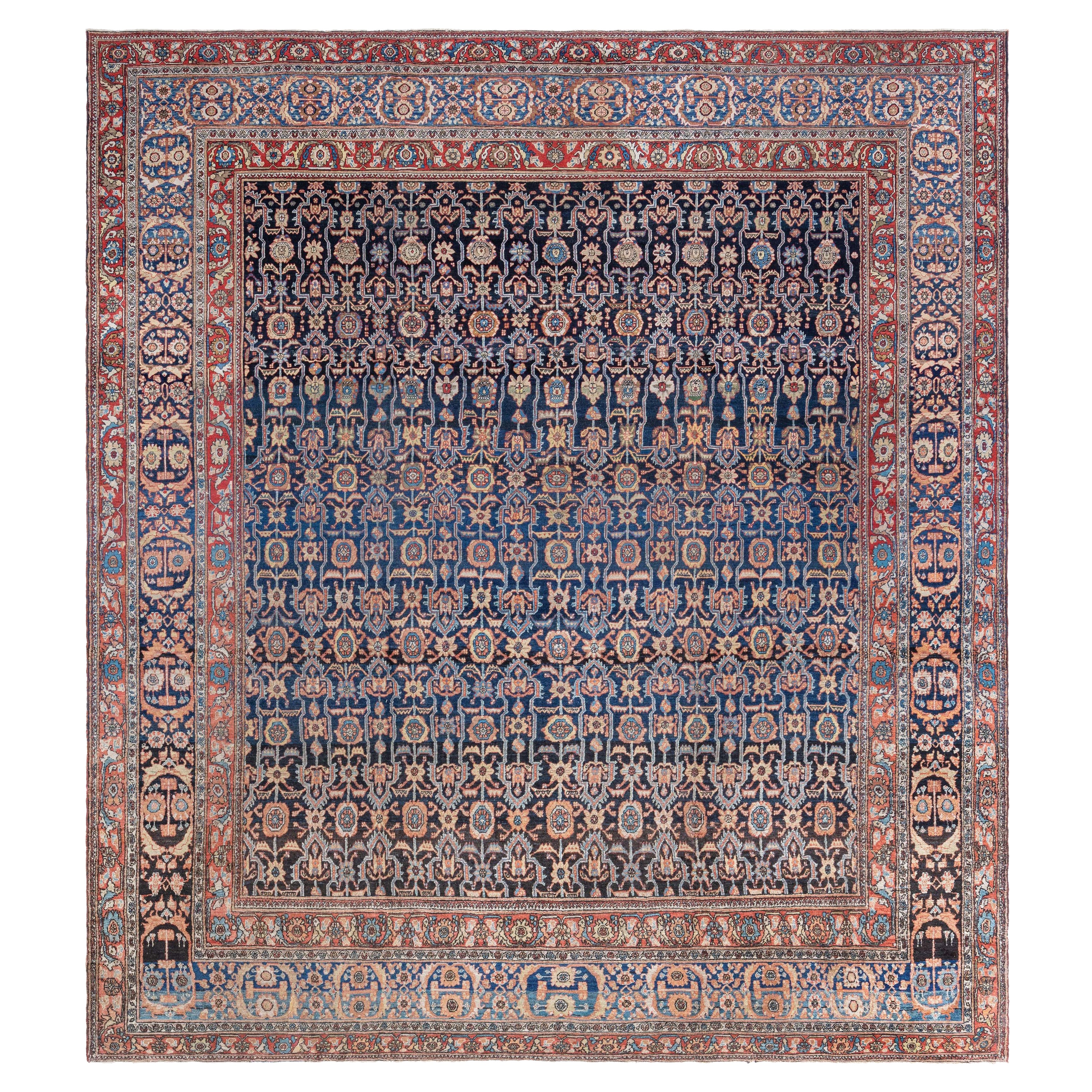 Doris Leslie Blau Antique Persian Feraghan Botanic Handmade Wool Rug