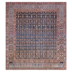 Doris Leslie Blau Alfombra persa antigua Feraghan Botanic de lana hecha a mano