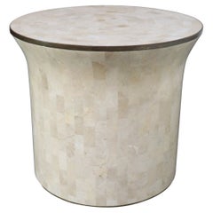 Maitland Smith Trommel-Akzenttisch aus Mosaikstein mit Messingintarsien, Vintage