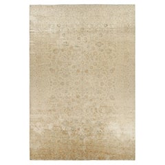 Alfombra persa de gran tamaño estilo Kashan de Rug & Kilim en color crema con motivos florales