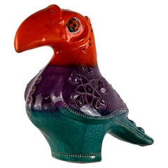 Rara scultura in ceramica "Tucano" di Aldo Londi per Bitossi, anni '70, Italia
