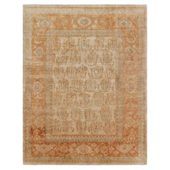 Rug & Kilim’s Agra Style Rug in Beige and Amber with Floral Patterns