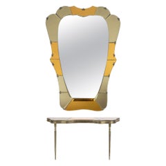Specchio d'epoca con Consolle Attr. a Cristal Arte, Italia, anni '70
