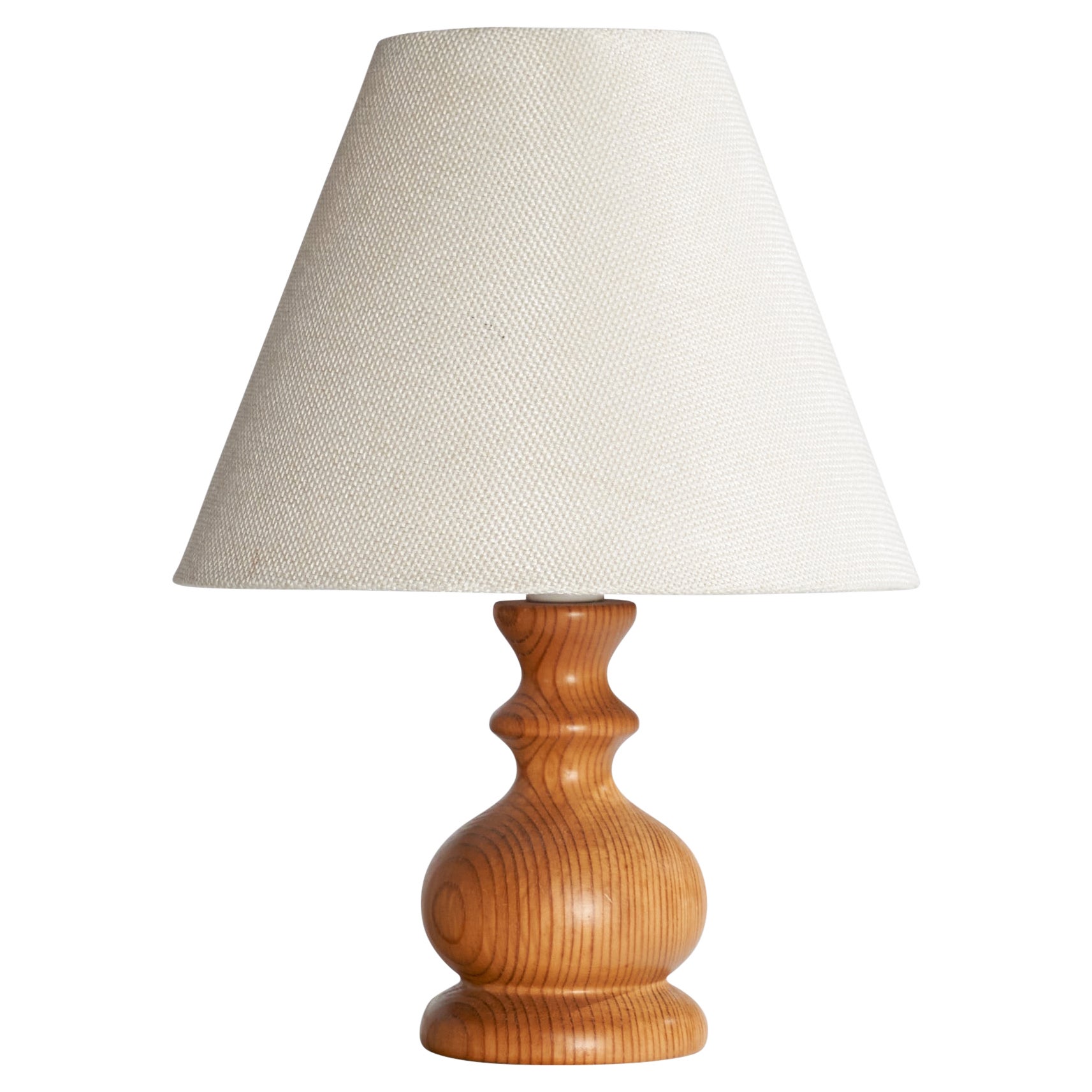 Swedish Designer, Table Lamp, Pine, Sweden, 1970s
