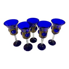 Set of 5 Brutalist Mexican Modern Wine Glasses  by Felipe Delfinger