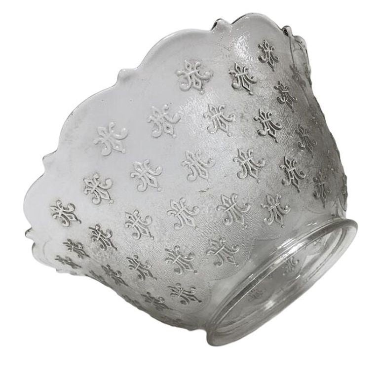 Victorian Textured Gas Light Shade w/ Fleur De Lis Details