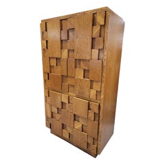 Mid Century Modern Paul Evans Style Brutalist Armoire by Lane Furniture Co.