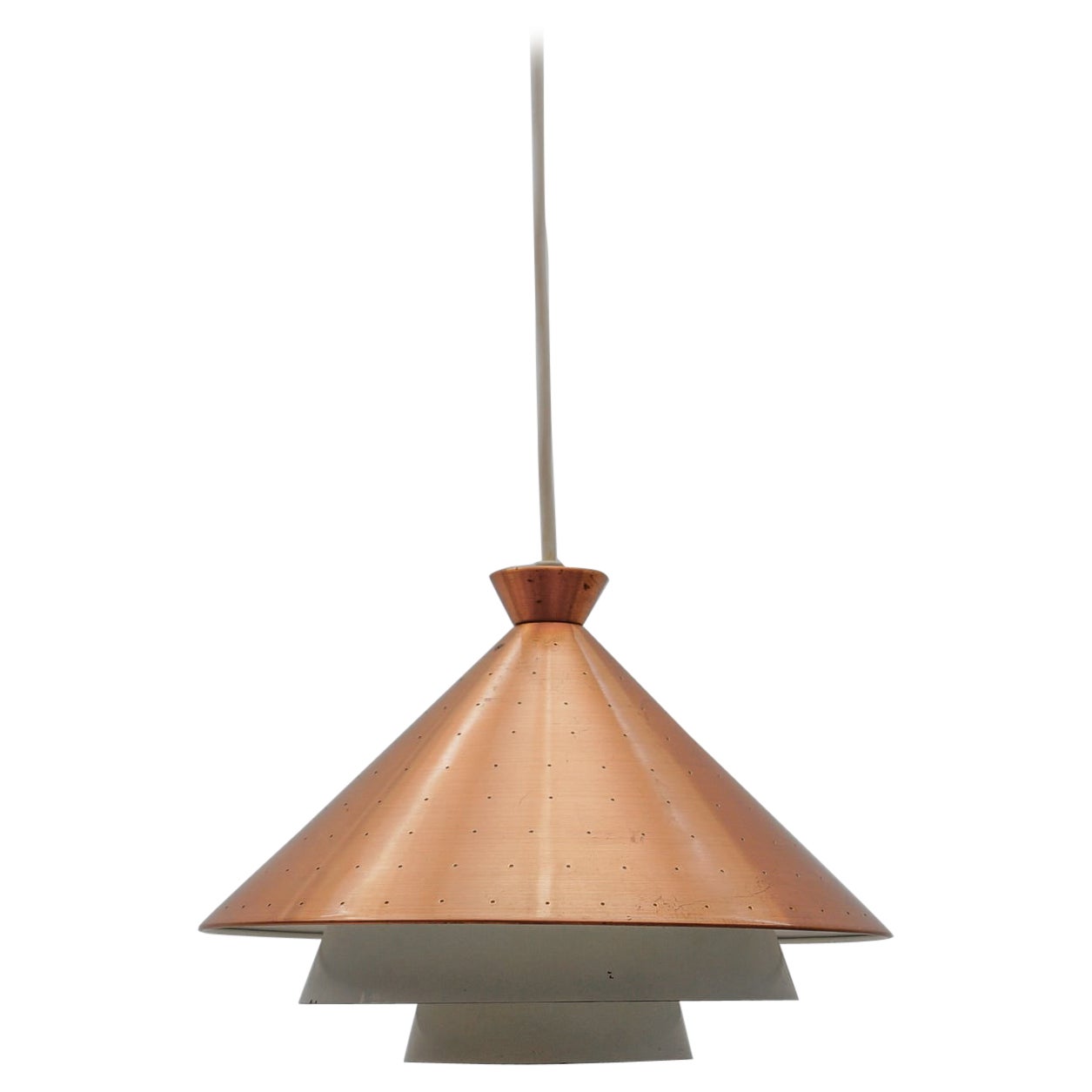 Scandinavian Perforated Copper Mid-Century Modern Copper Ceiling Lamp, 1960s