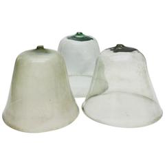Group of Three Period French Glass Garden Cloches