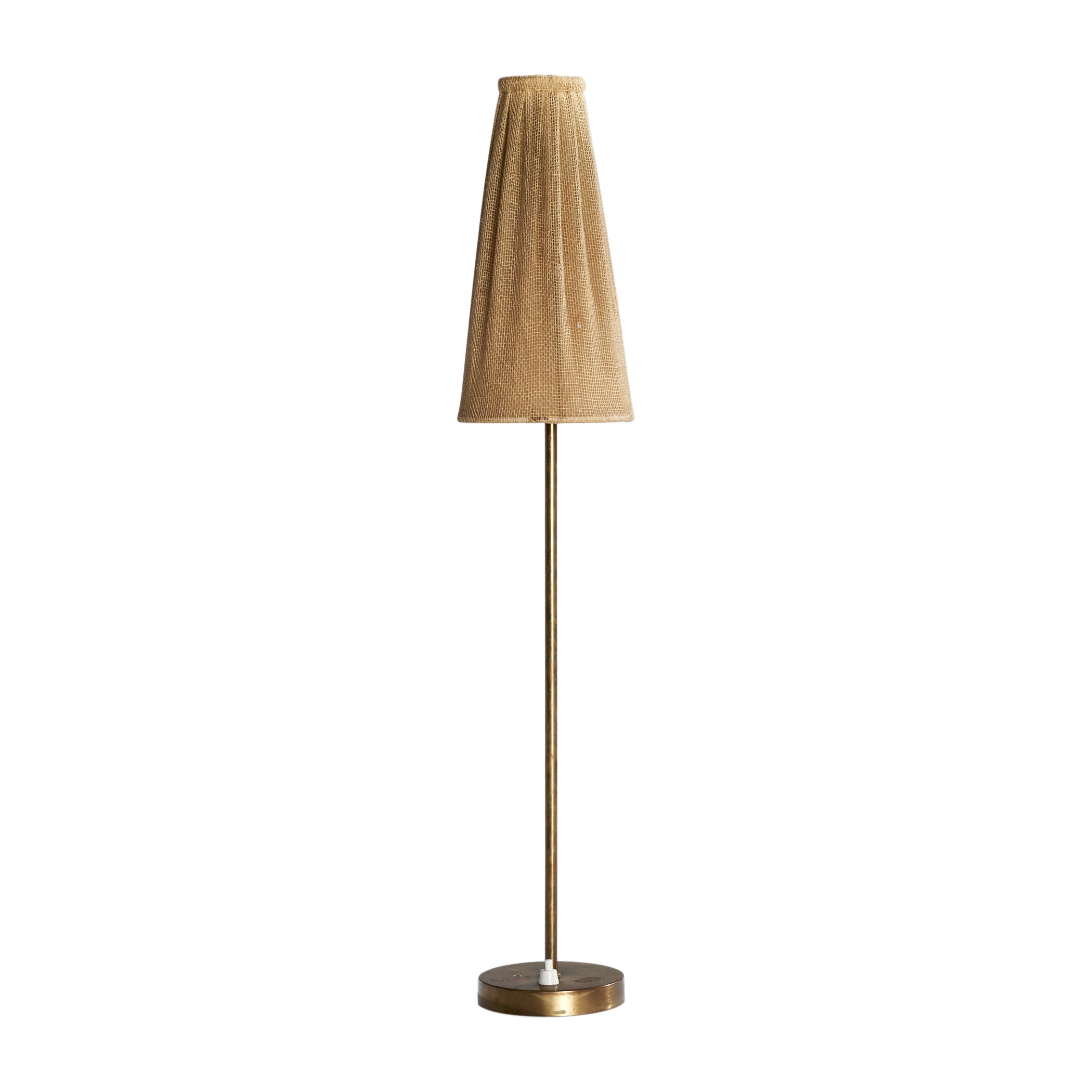 Schwedische Designerin, Tischlampe, Messing, Stoff, Schweden, 1940er Jahre
