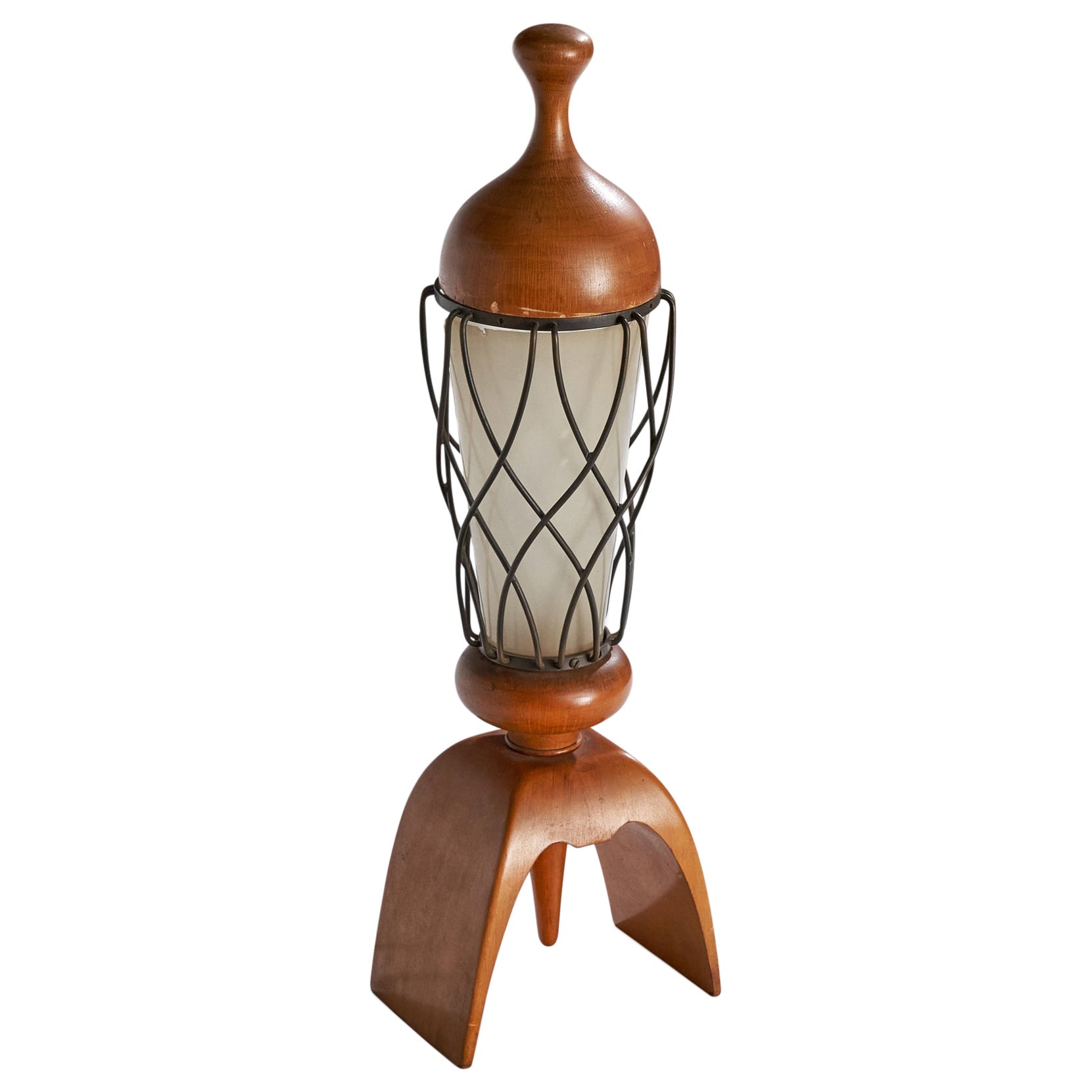 Aldo Tura, Table Lamp, Wood, Metal, Acrylic, Italy, 1960s