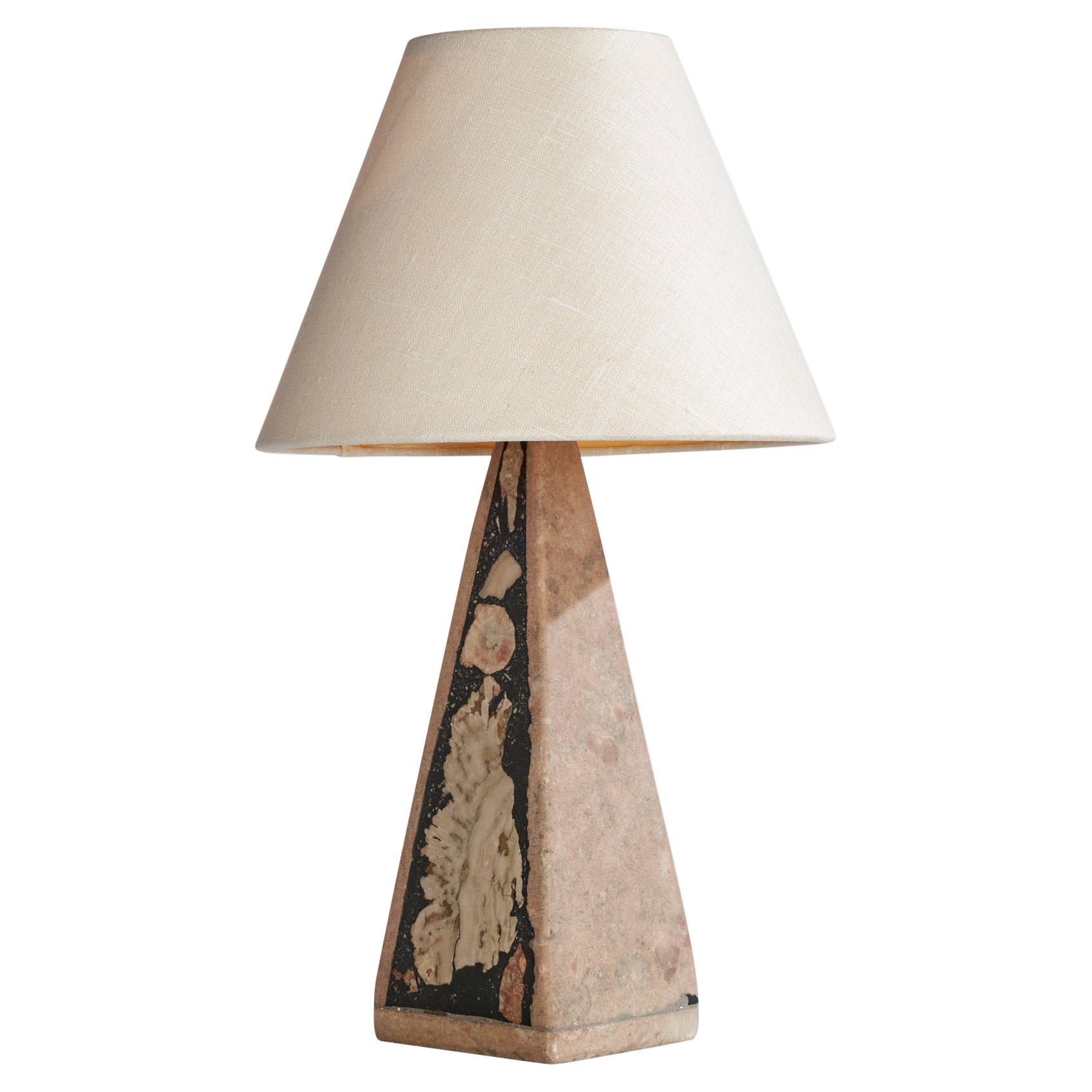 Swedish Designer, Table Lamp, Fossil Stone, Sweden, 1970s