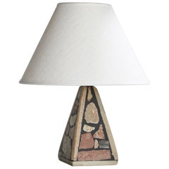 Swedish Designer, Table Lamp, Fossil Stone, Sweden, 1970s