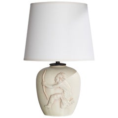 Schwedische Designerin, Tischlampe, Keramik, Messing, Schweden, 1930er Jahre