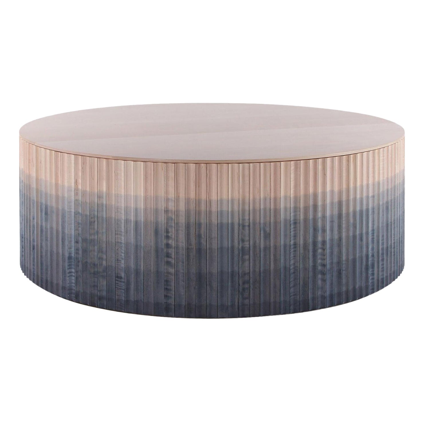 Tavolino Pilar personalizzato / Ombré blu su acero + piano Crema Marfil in vendita