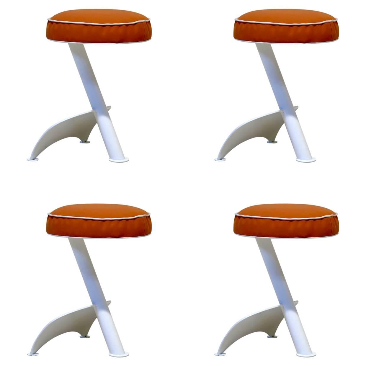 Set of Four Cubist Style Stools, France, circa 1960s For Sale