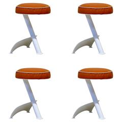 Set of Four Cubist Style Stools, France, circa 1960s
