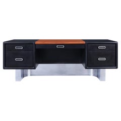 Vintage Executive Ebonized and Chrome Desk