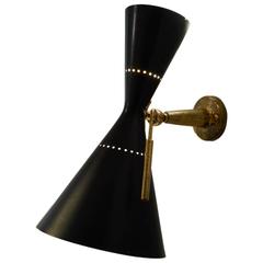 Vintage Stilnovo Double Cone Sconce, 1950