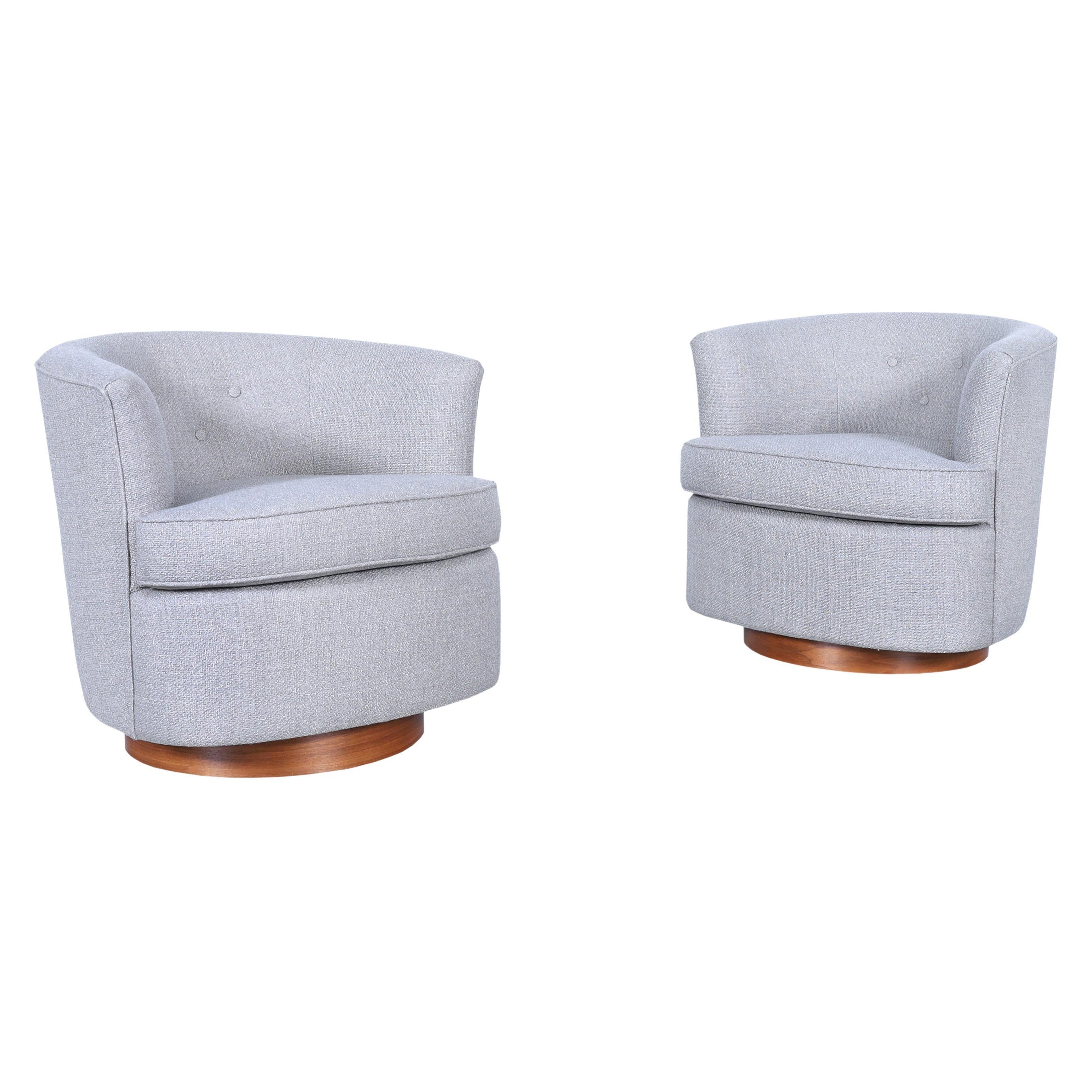 Vintage Walnut Swivel Lounge Chairs