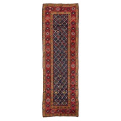 3.7x11.4 ft Antique Caucasian Talish Runner Rug. Vers 1880, 100 % laine