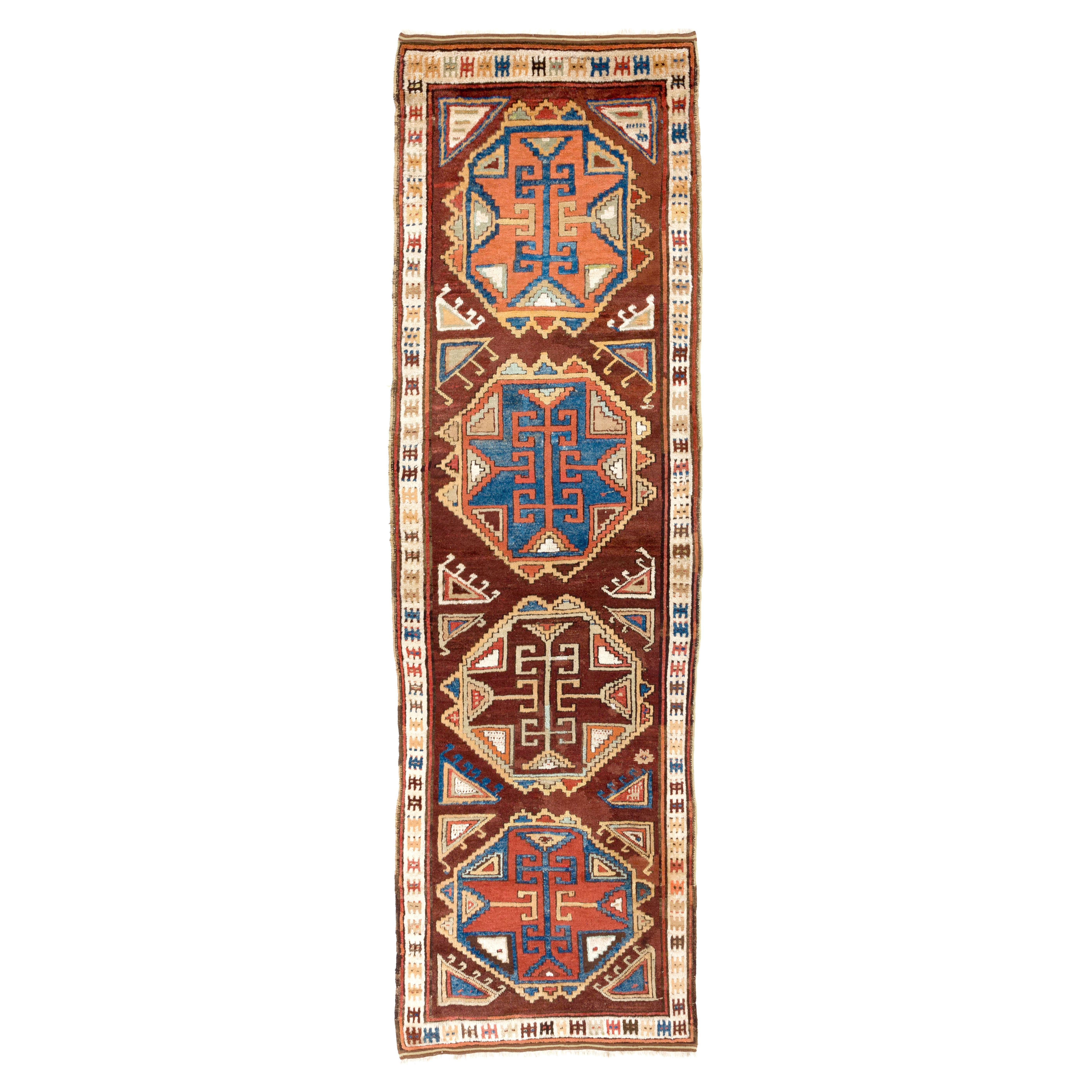 3.7x11.7 Ft Antique Runner Rug from Konya / Turkey
