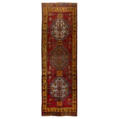 4.7x14.4 Ft Unique Vintage Handmade Turkish Runner Rug for Hallway, 100% Wool