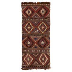 5'3'' x 12'6'' Antique Turkish Konya Kilim, Flat-Weave Rug. Ca 1850