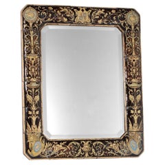 Large 19th century earthenware mirror unique piece French ceramic