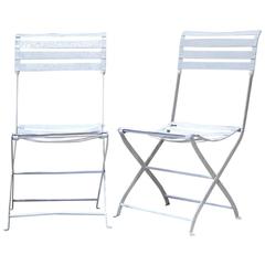 Pair of Folding Iron Garden Chairs, France, circa 1920s 4