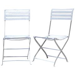 Pair of Folding Iron Garden Chairs, France, circa 1920s