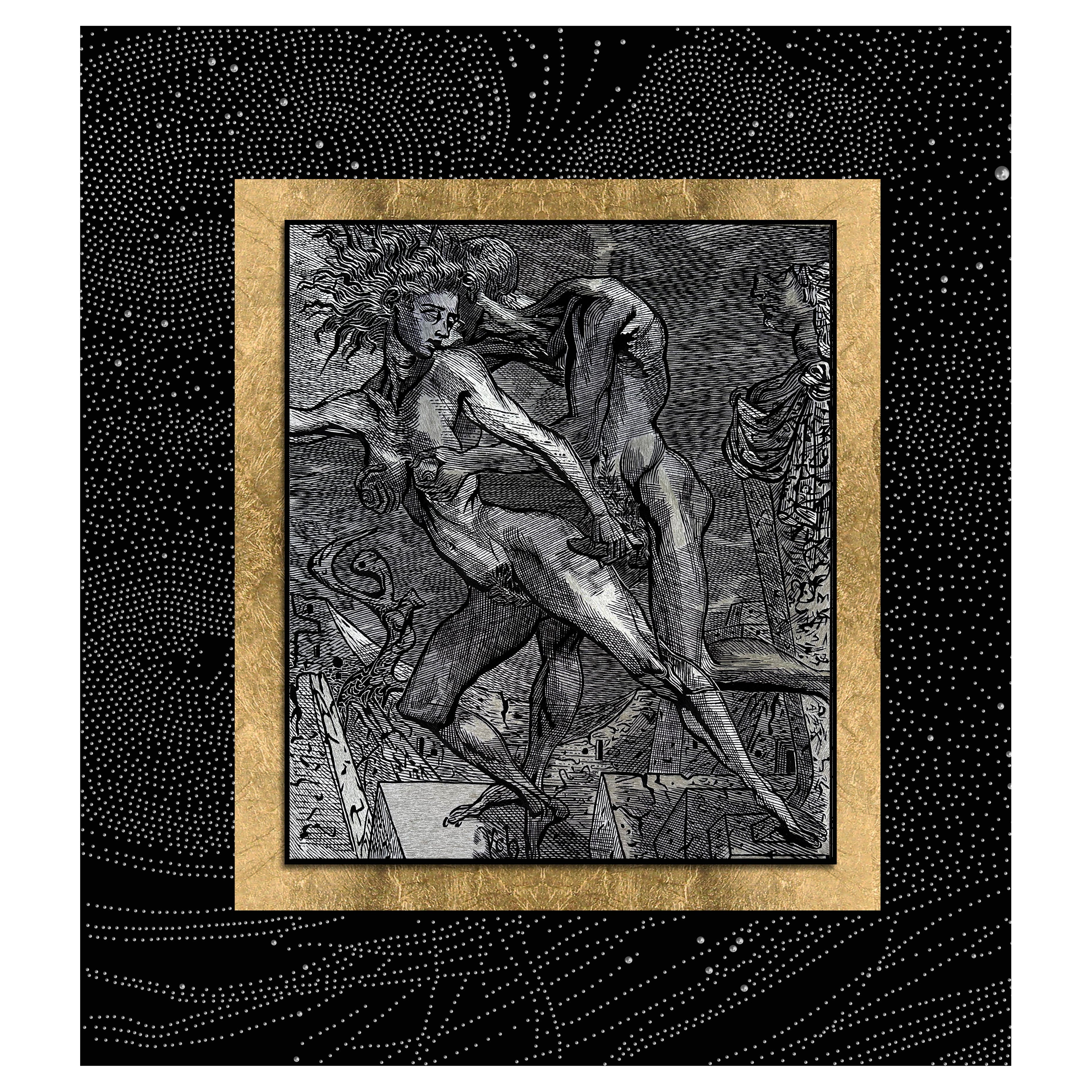 Art décoratif mural, broderie fine en soie, tapisserie, cadre en bois noir et perles