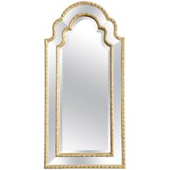 Queen Anne Arched Giltwood Border Glass Mirror 5