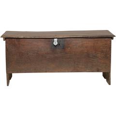 Antique 18th Century Oak Six Plank Coffer