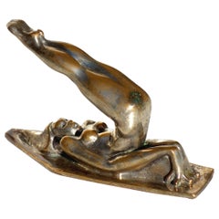 1930 Annie Fokker Cottrau Art Deco Silver Bronze Sculpture Woman Figure