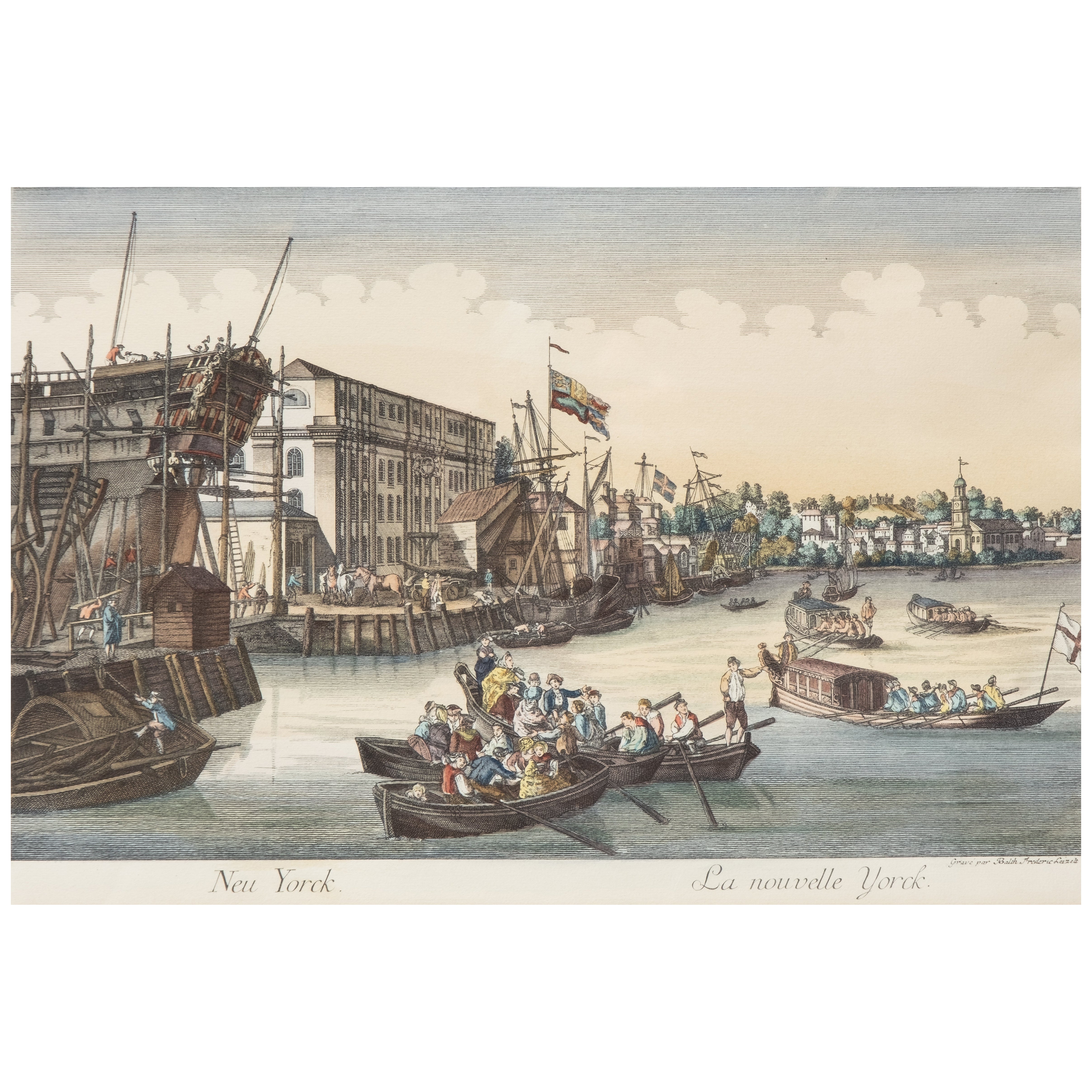 18th Century Balthasar Frederich Lazelt Colored Engraving Print